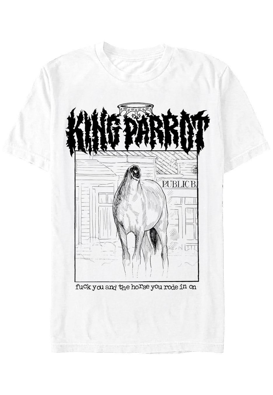 King Parrot Horse T-Shirt bianca maglietta metal