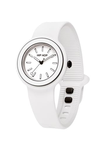Hip Hop Hero.Dot Bezel Orologio Donna Bianco 34 mm Silicone