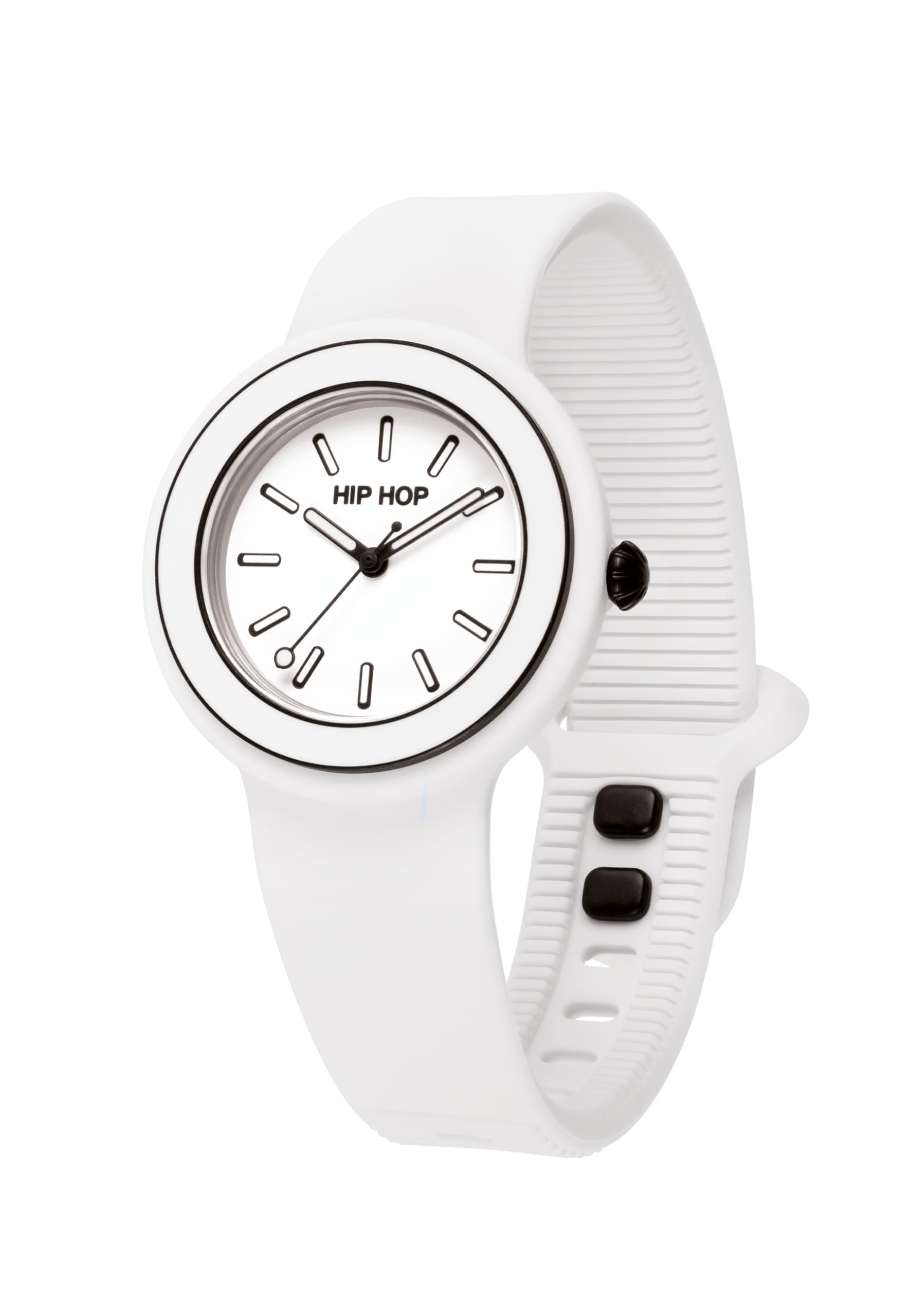 Hip Hop Hero.Dot Bezel Orologio Donna Bianco 34 mm Silicone