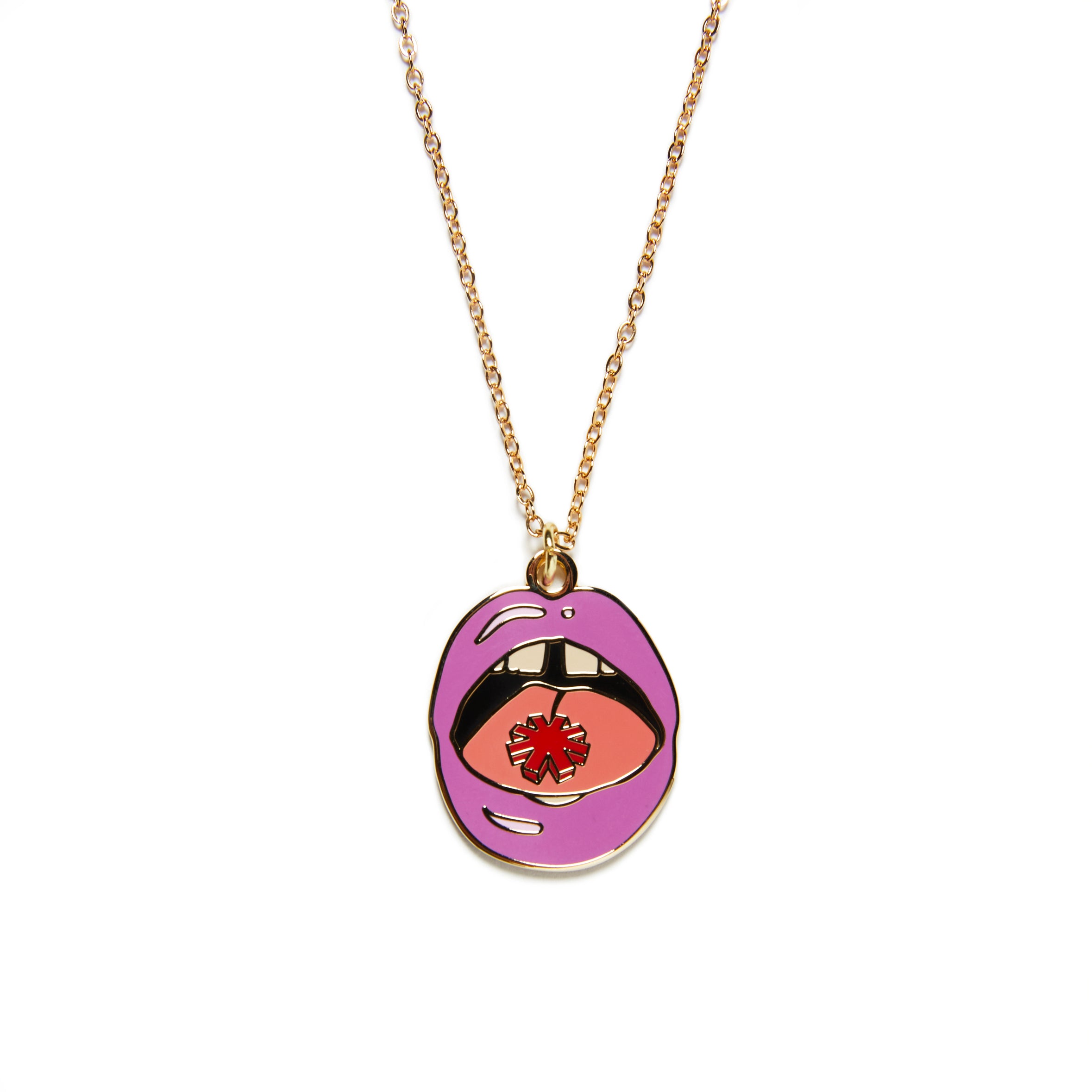 Red Hot Chili Peppers Trip collana ottone placcata oro smalto