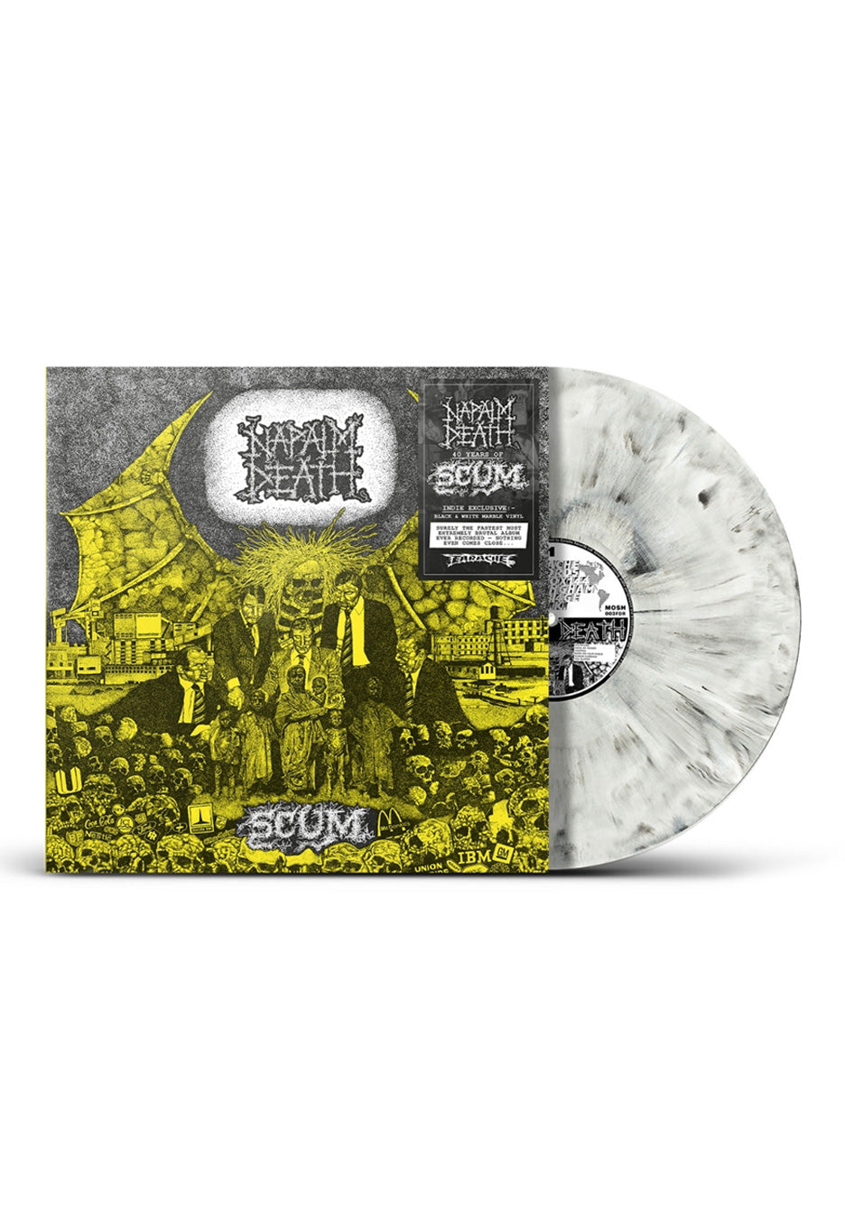 Napalm Death Scum 40th Vinile Marmorizzato Bianco Nero