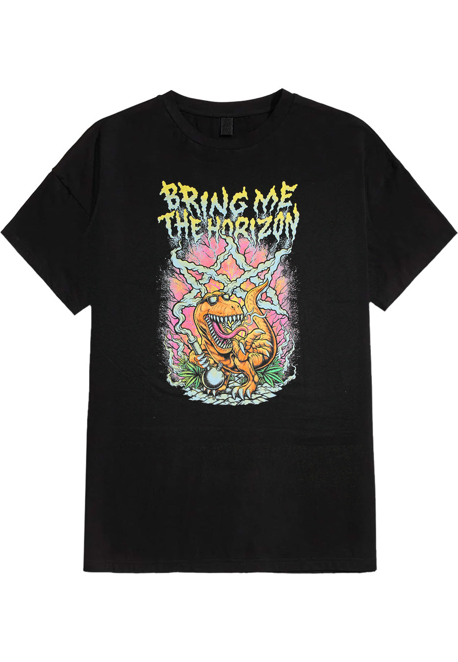 Bring Me The Horizon Smoking Dinosaur T-Shirt nera