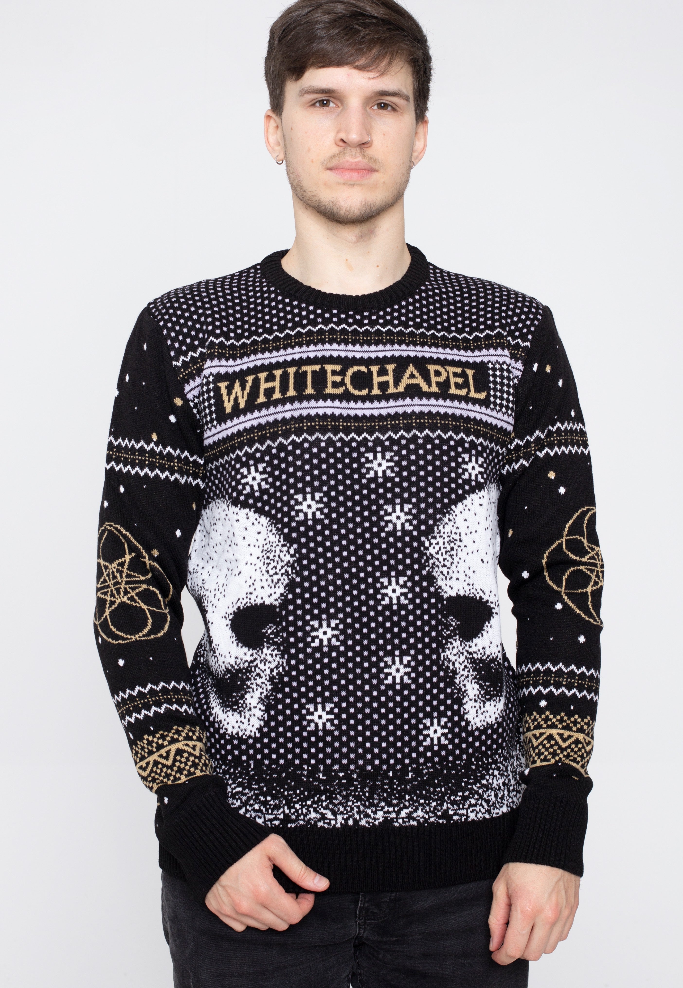 Whitechapel Skulls Xmas Knit Felpa Nera Manica Lunga