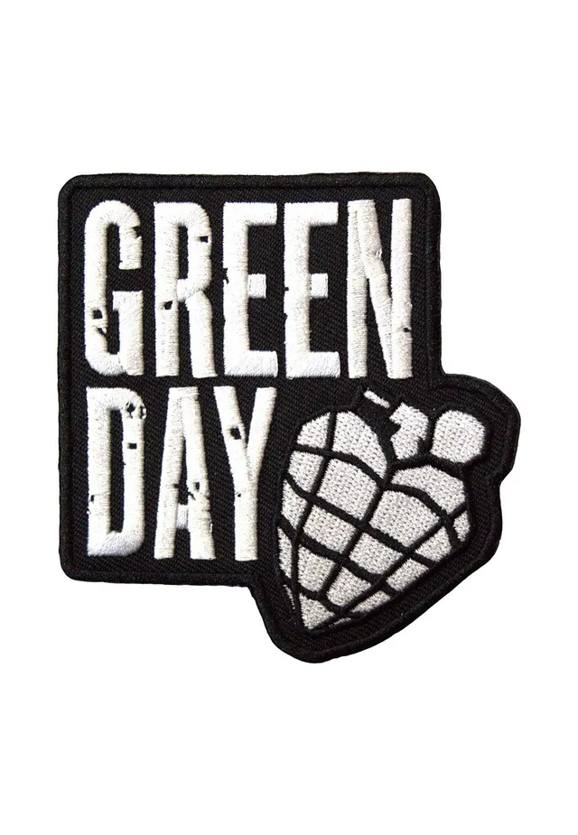 Green Day Stacked Logo Grenade Patch Toppa Nera Onesize