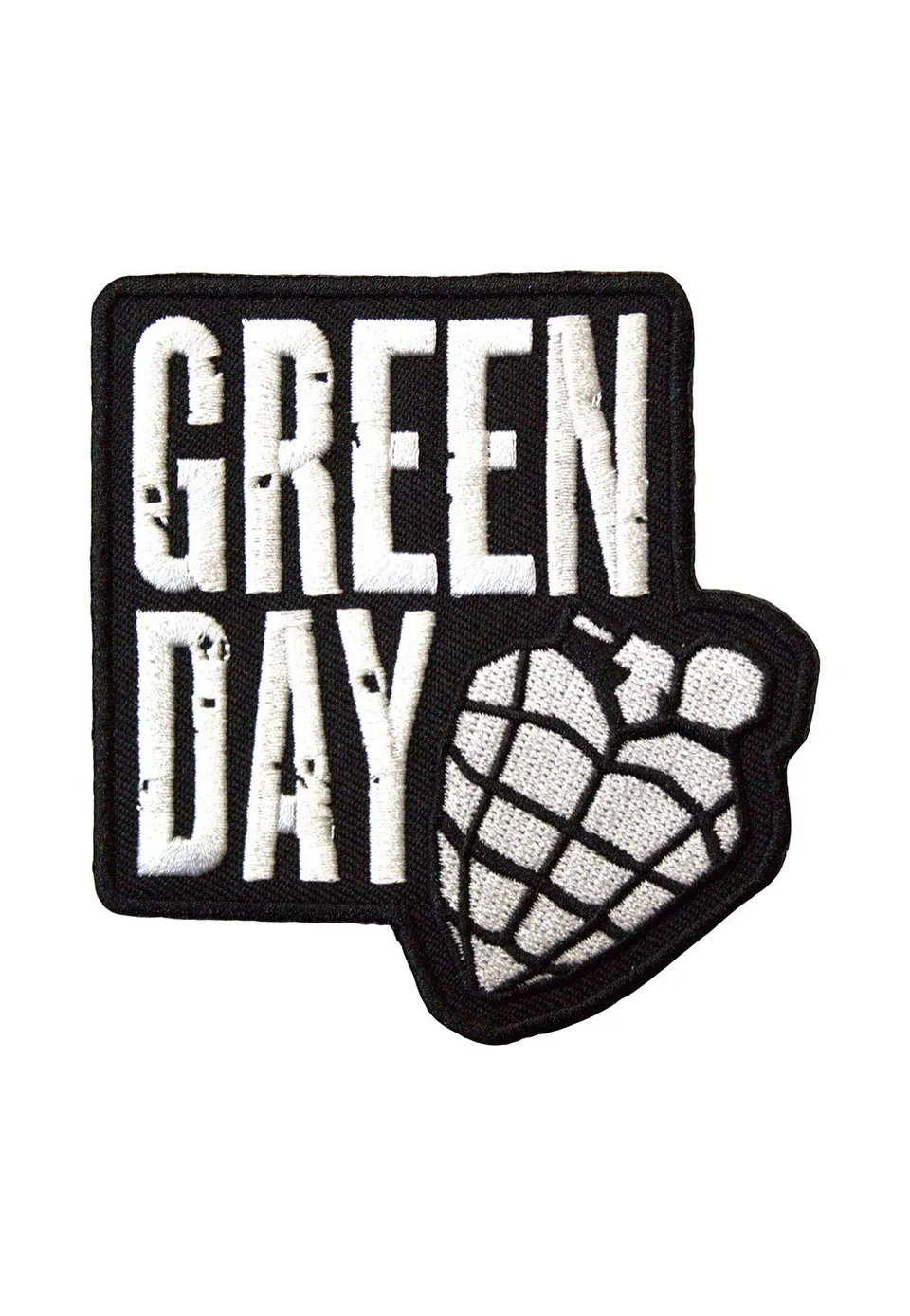 Green Day Stacked Logo Grenade Patch Toppa Nera Onesize