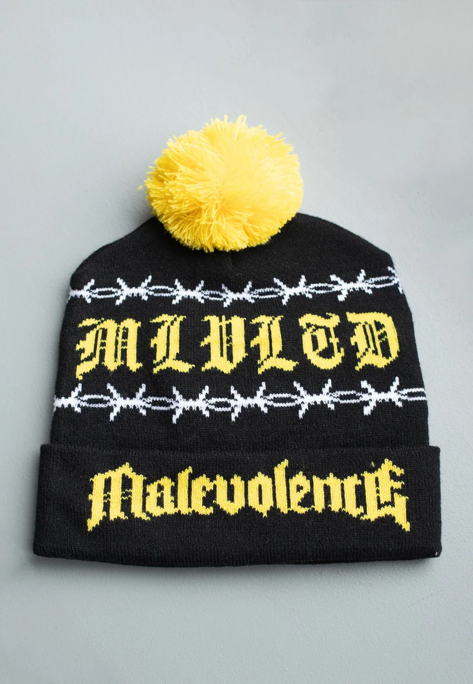 Malevolence Logo Winter Knit beanie nero pom