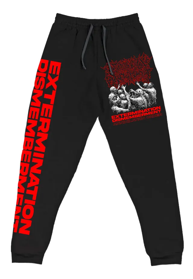 Extermination Dismemberment Annihilation Order pantaloni tuta neri