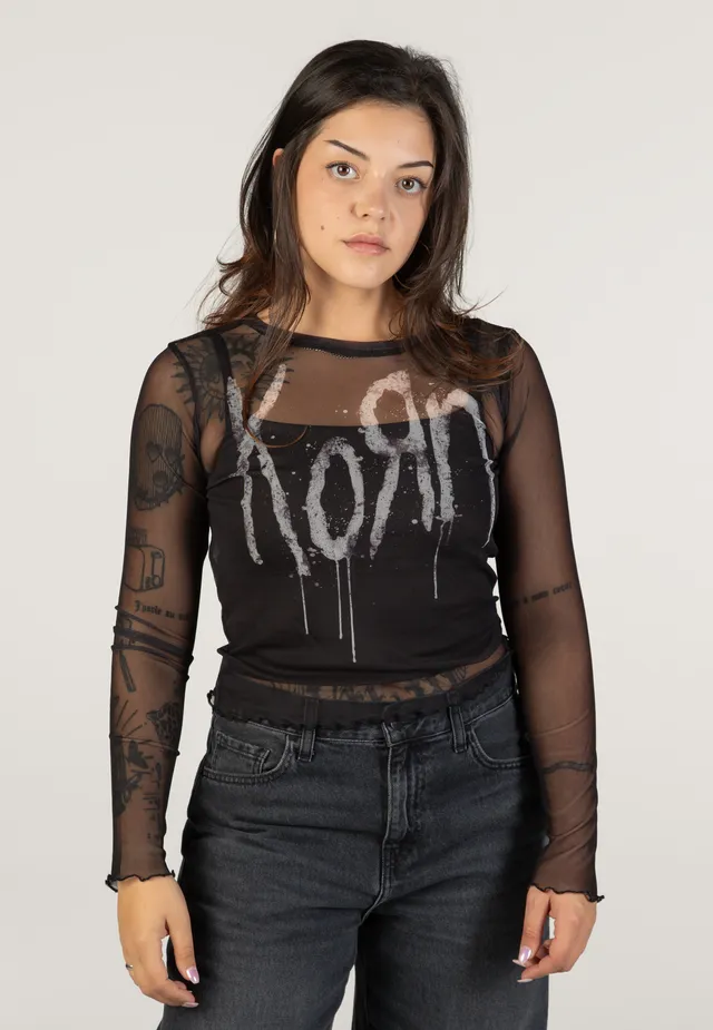 Korn Still A Freak Mesh Cropped longsleeve nero