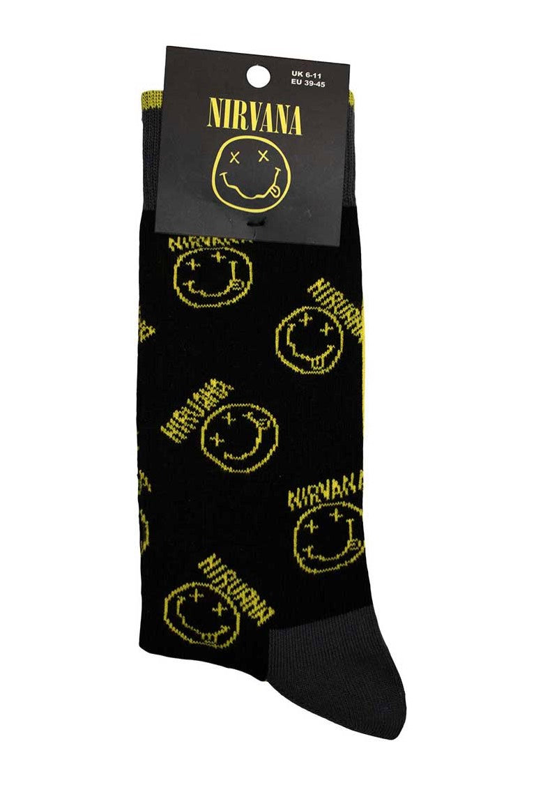 Nirvana Yellow Happy Face calzini cotone taglia unica