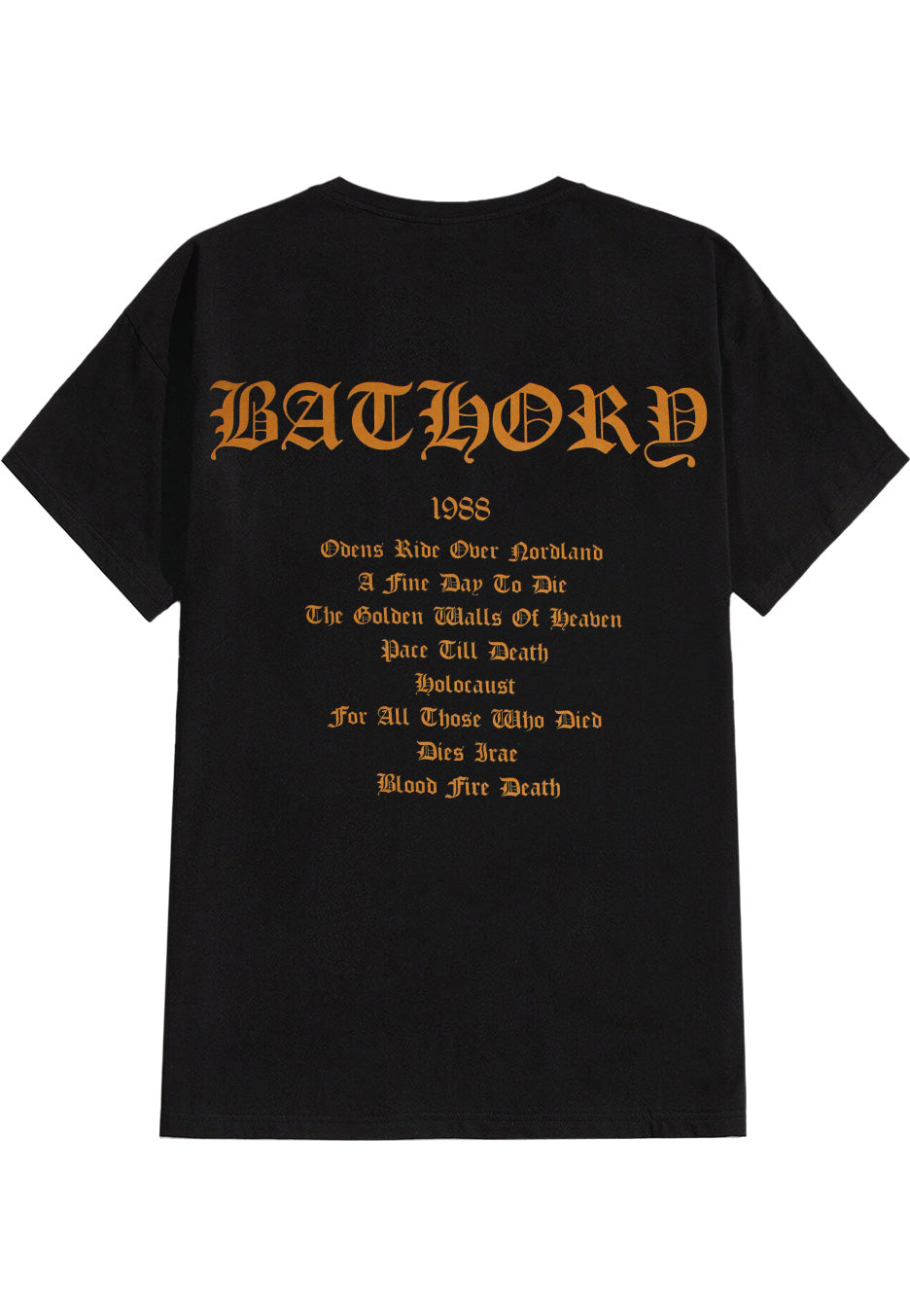 Bathory Blood Fire Death t-shirt nera metal