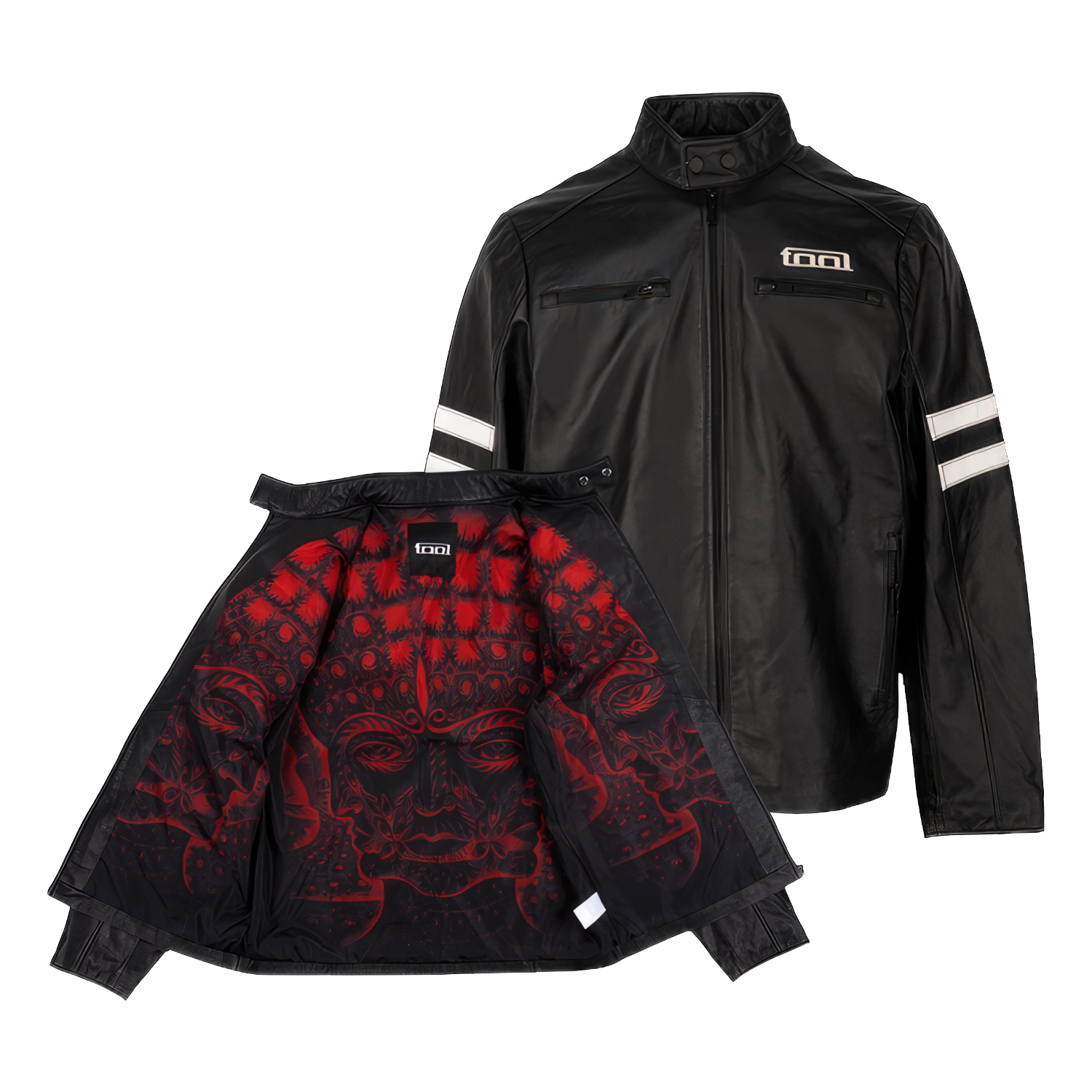 Tool 10,000 Days Giacca Pelle Uomo Fodera Rossa Taglia L