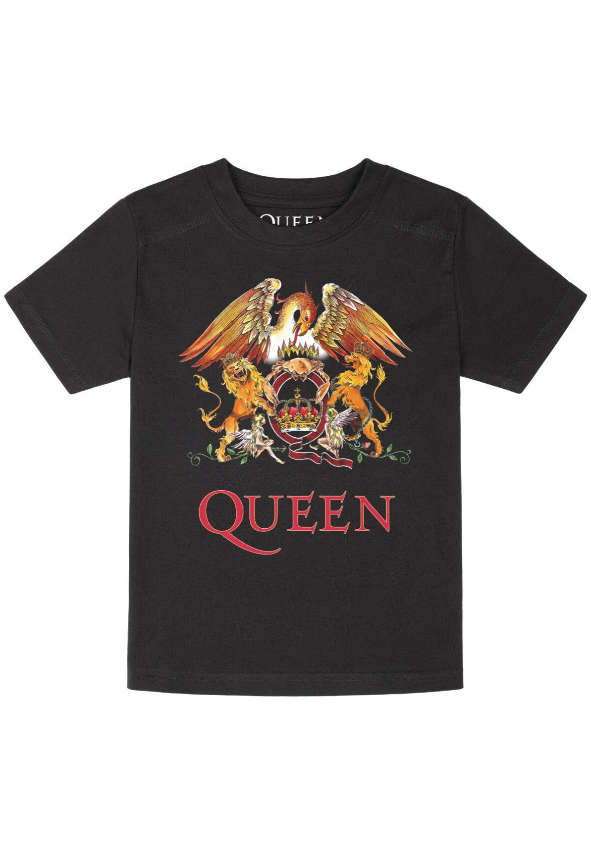 Queen Crest Kids T-Shirt bimbo nera jersey taglie 92-164