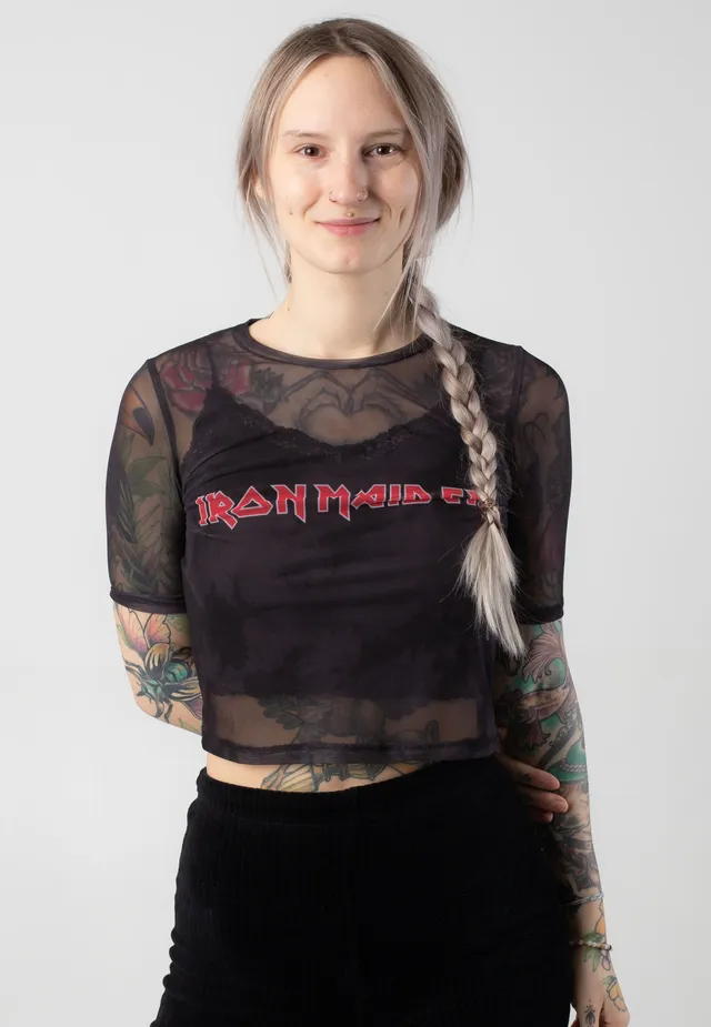 Iron Maiden Logo Mesh Cropped top donna nero S-XXL