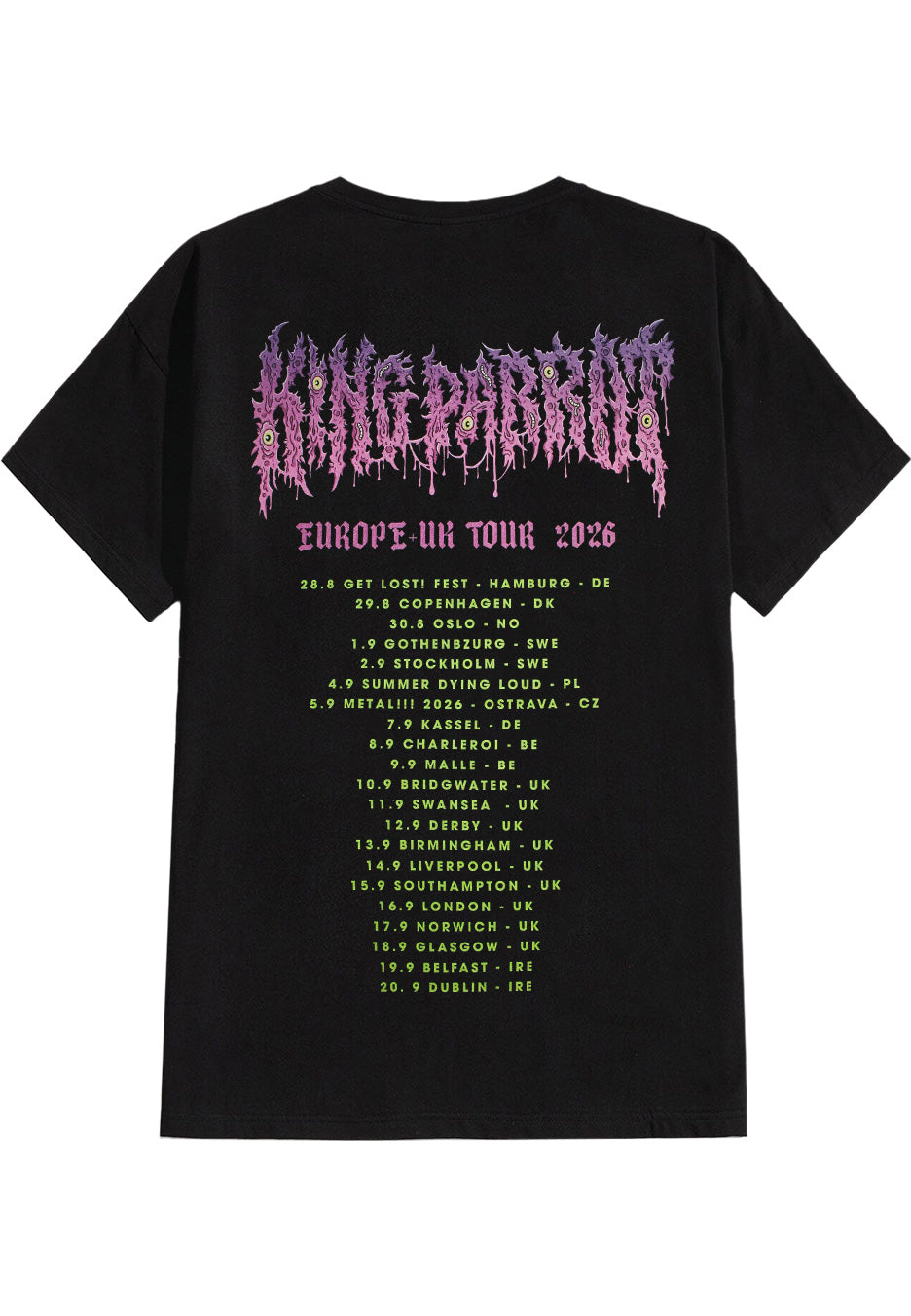 King Parrot EU Tour 2026 maglietta nera metal