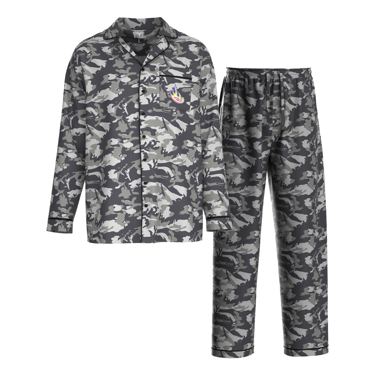 Tool Eye Flame Black Camo pigiama uomo nero