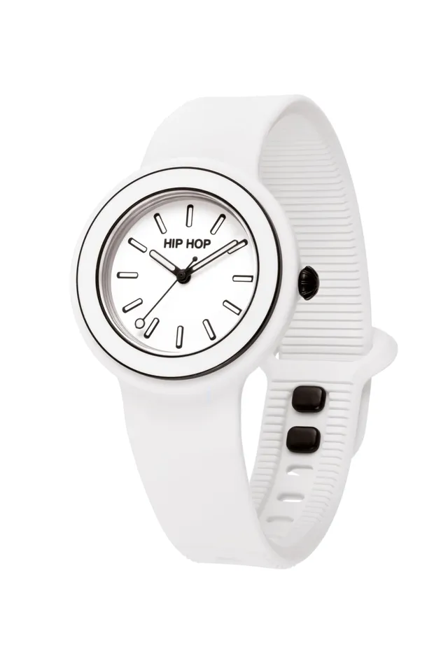 Hip Hop Hero.Dot Bezel Orologio Donna Bianco 34 mm Silicone