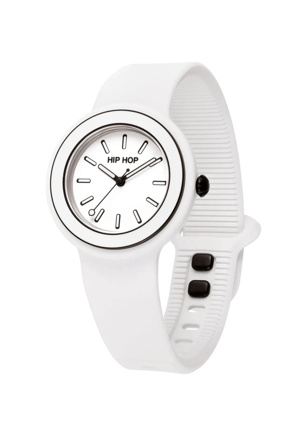 Hip Hop Hero.Dot Bezel Orologio Donna Bianco 34 mm Silicone