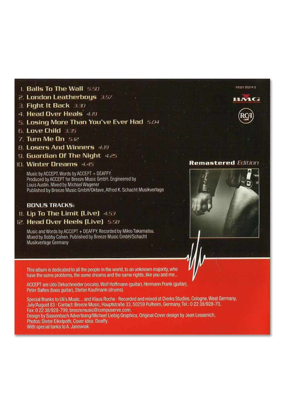Accept Balls To The Wall CD power metal
