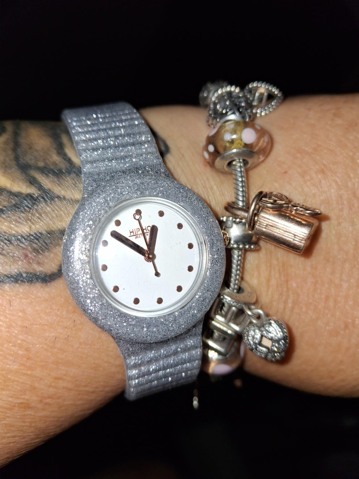 Hip Hop Sparkling Mania Orologio Donna Rose Gold Glitter Resistente Acqua