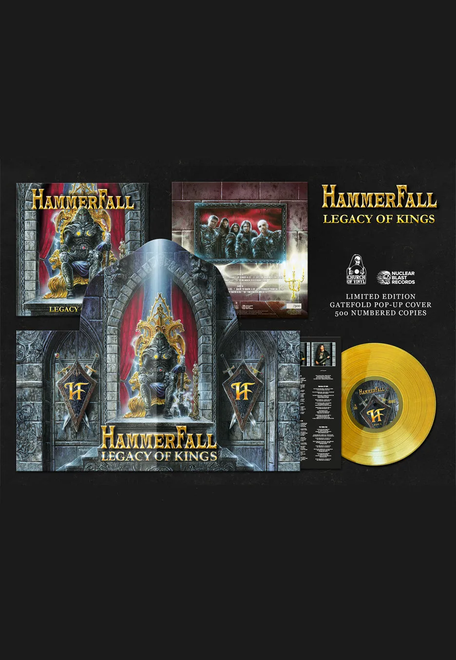 HammerFall Legacy Of Kings LP vinile giallo popup