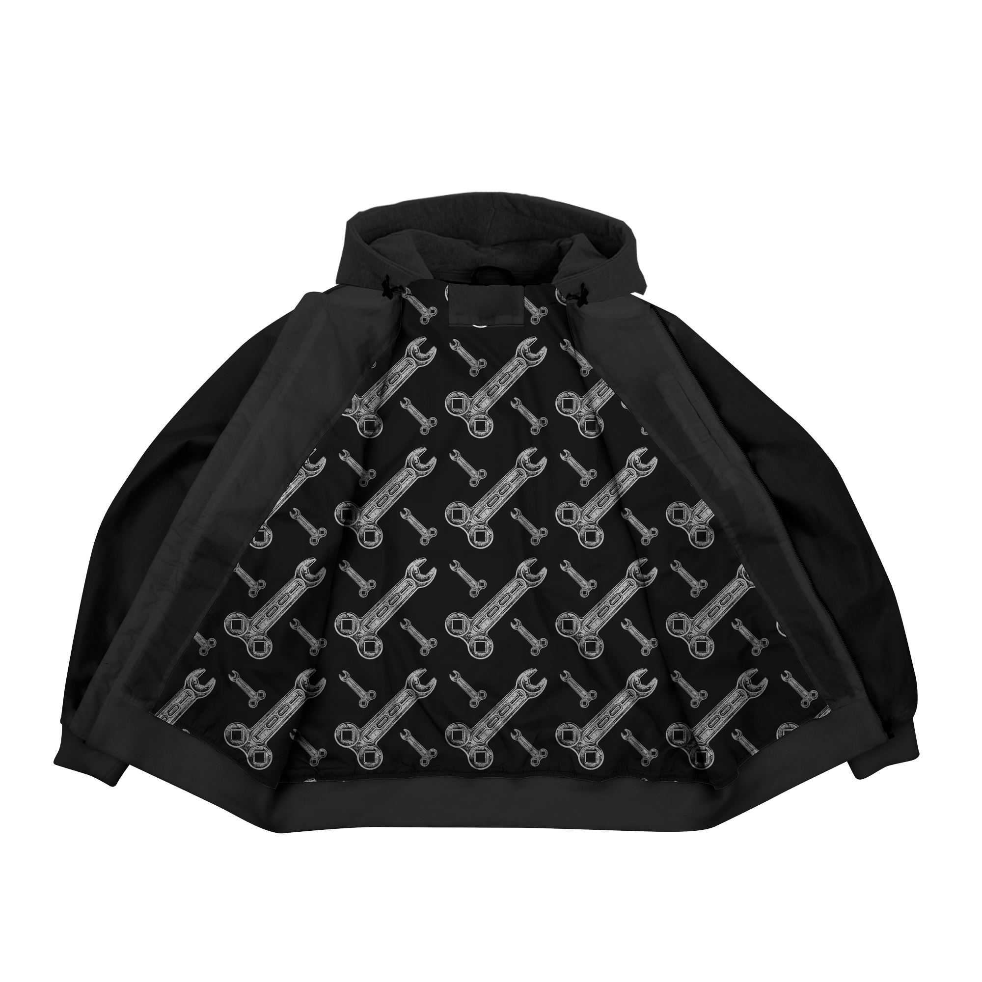 Tool Wrench giacca bomber uomo nero con cappuccio Large