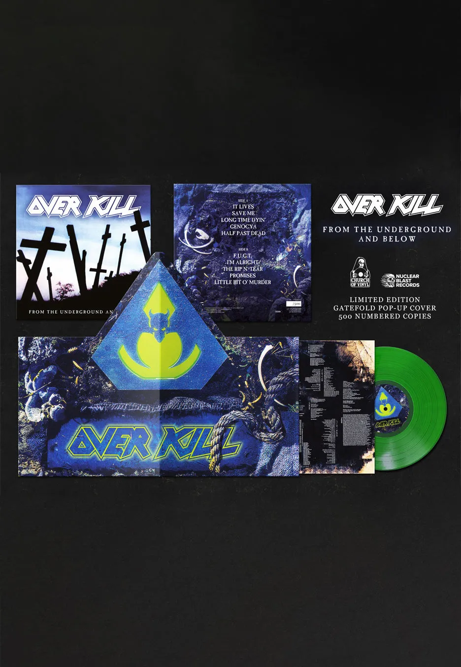 Overkill From The Underground And Below vinile LP verde popup