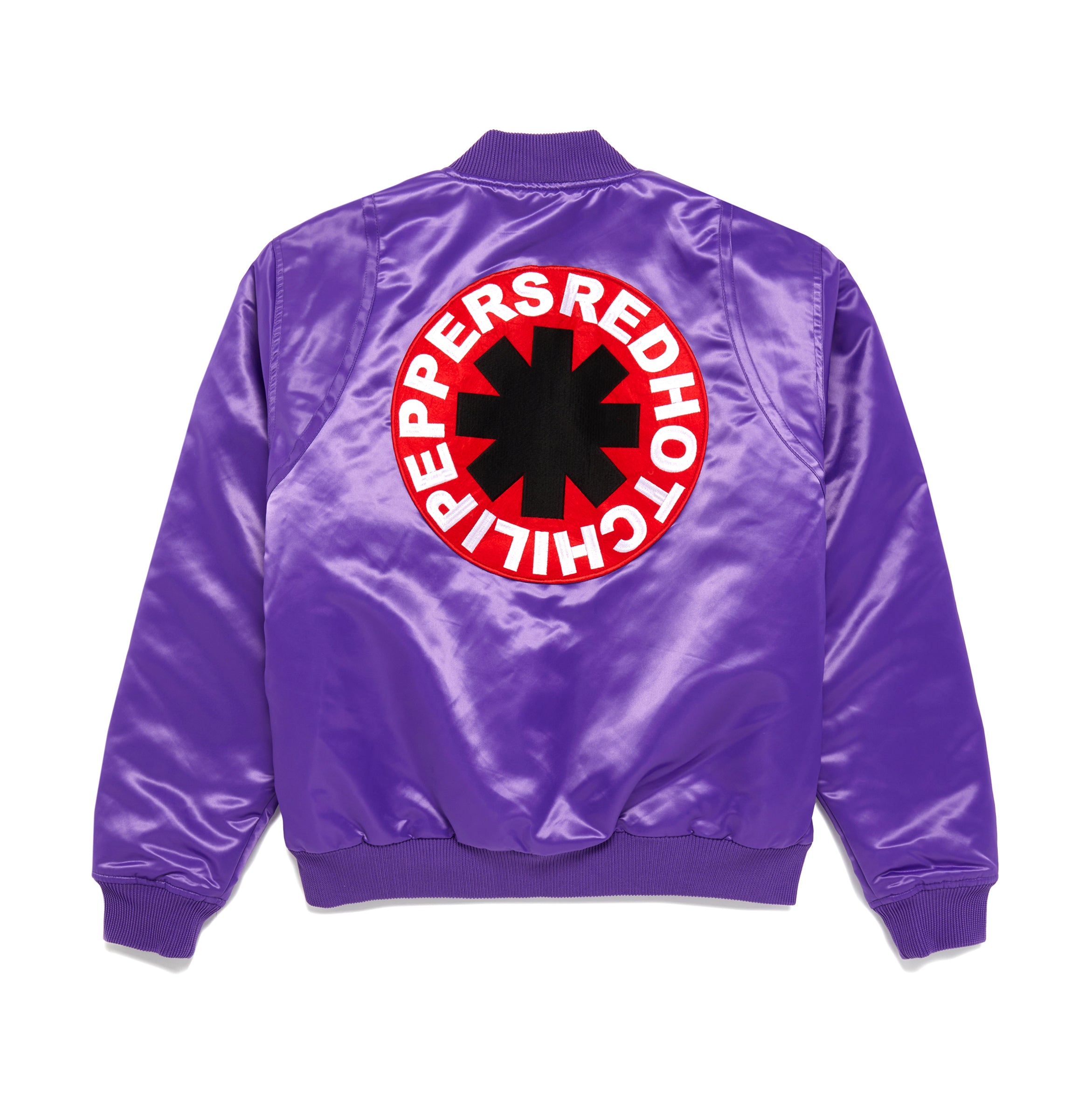 Red Hot Chili Peppers Tour bomber satin viola ricamato imbottito