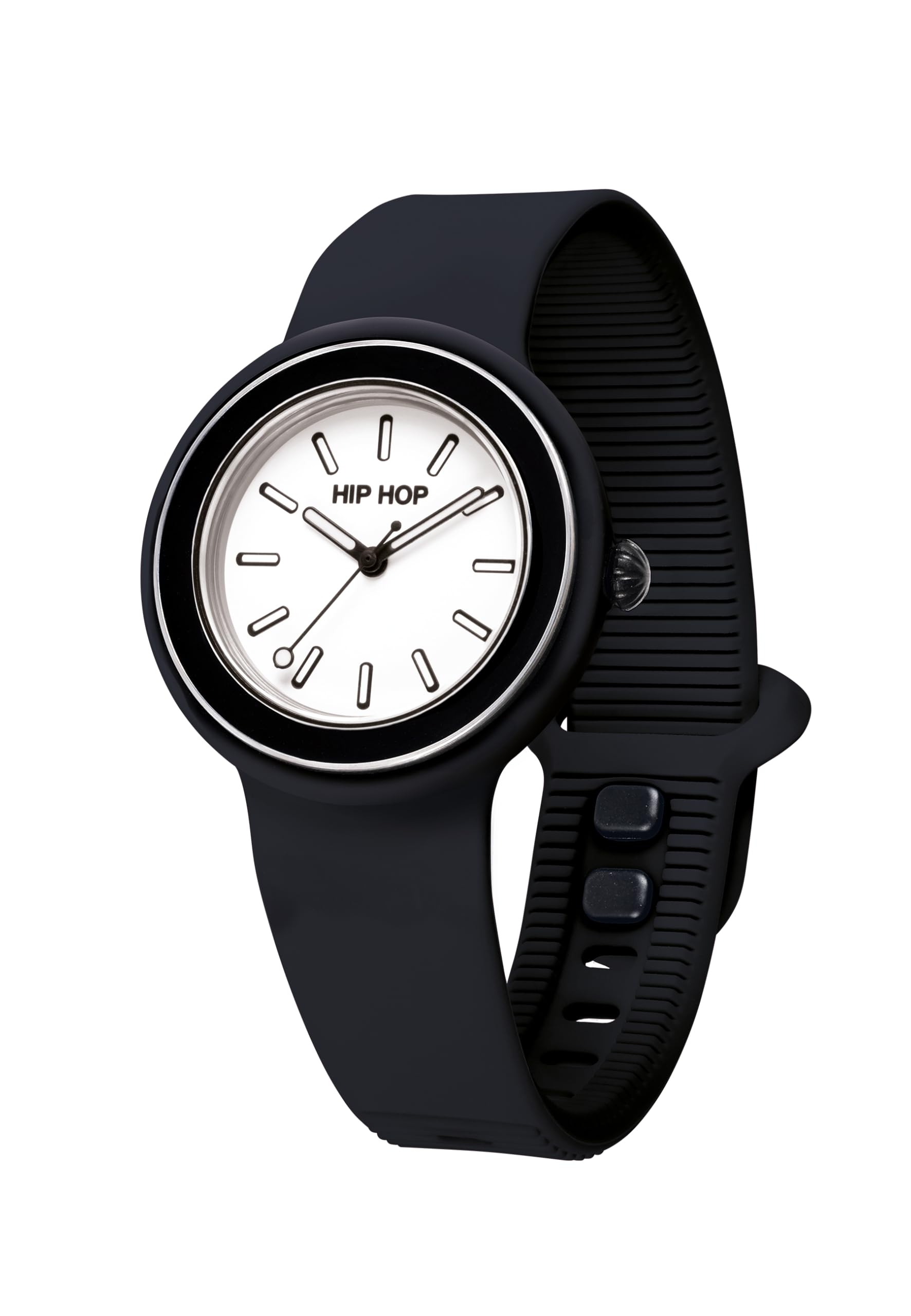 Hip Hop Hero.Dot Bezel Orologio Donna Nero 34 mm Silicone