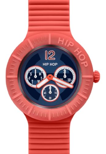 Hip Hop Master orologio uomo silicone rosa quarzo logo blu