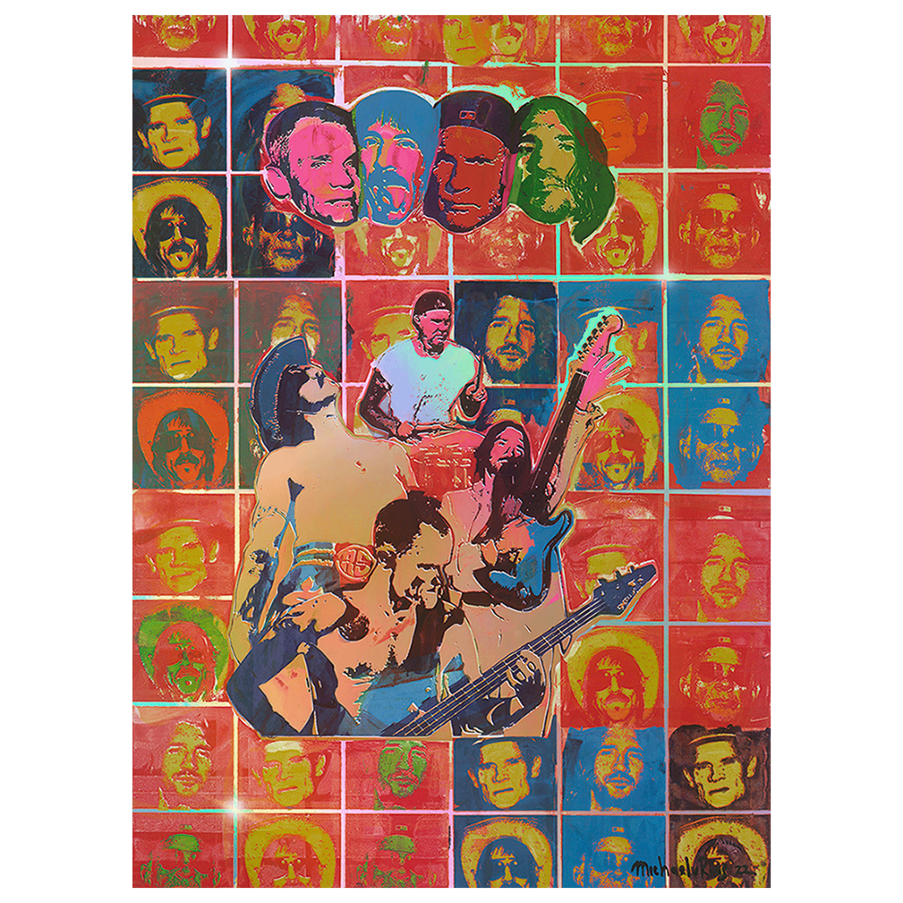 Red Hot Chili Peppers Happy Squares poster olografico 18x24 Rios