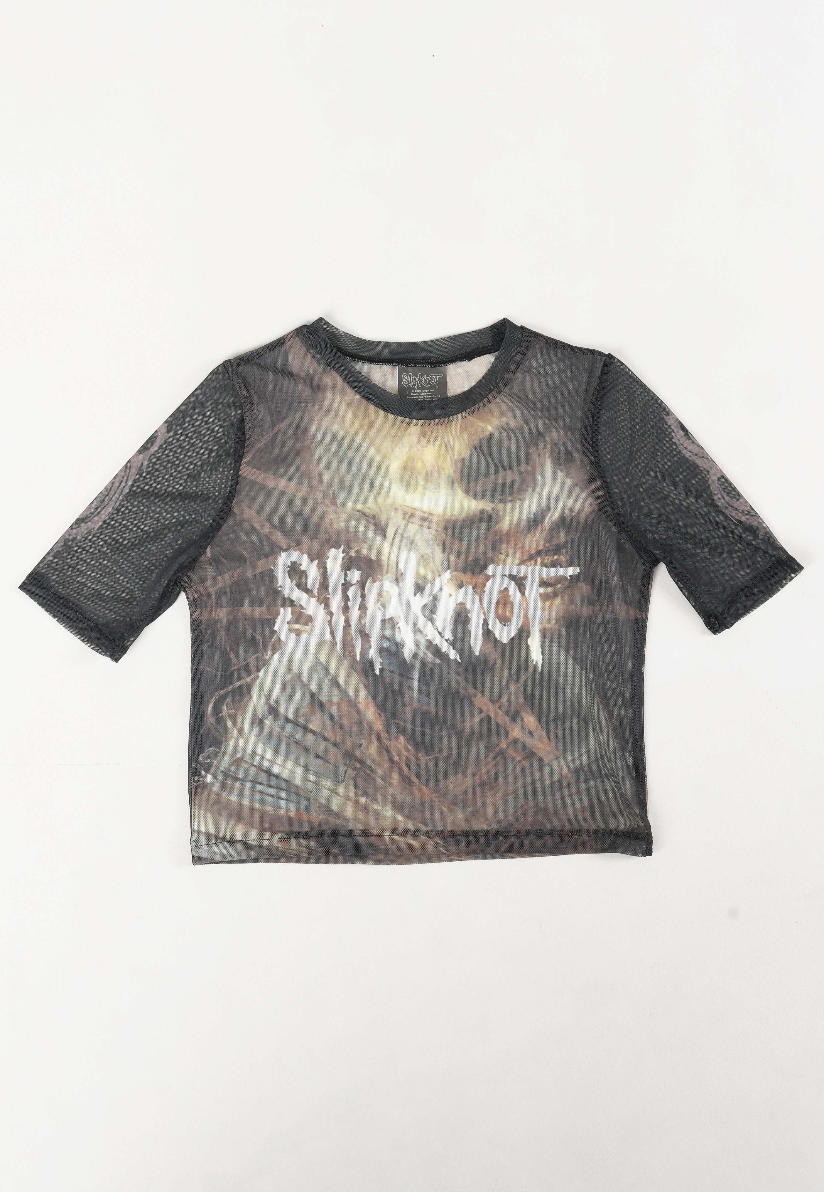 Slipknot TESF Profile Cropped Mesh maglietta donna nera