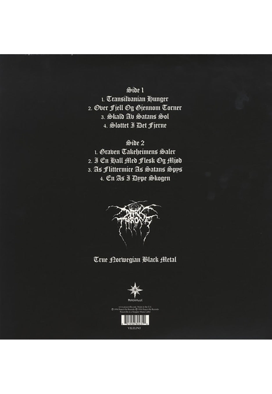 Darkthrone Transilvanian Hunger vinile LP nero black metal