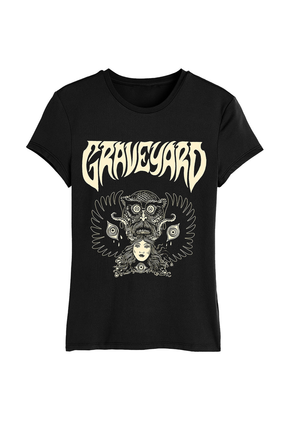 Graveyard Monstertryck T-shirt donna nera manica corta jersey
