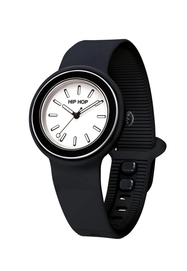 Hip Hop Hero.Dot Bezel Orologio Donna Nero 34 mm Silicone