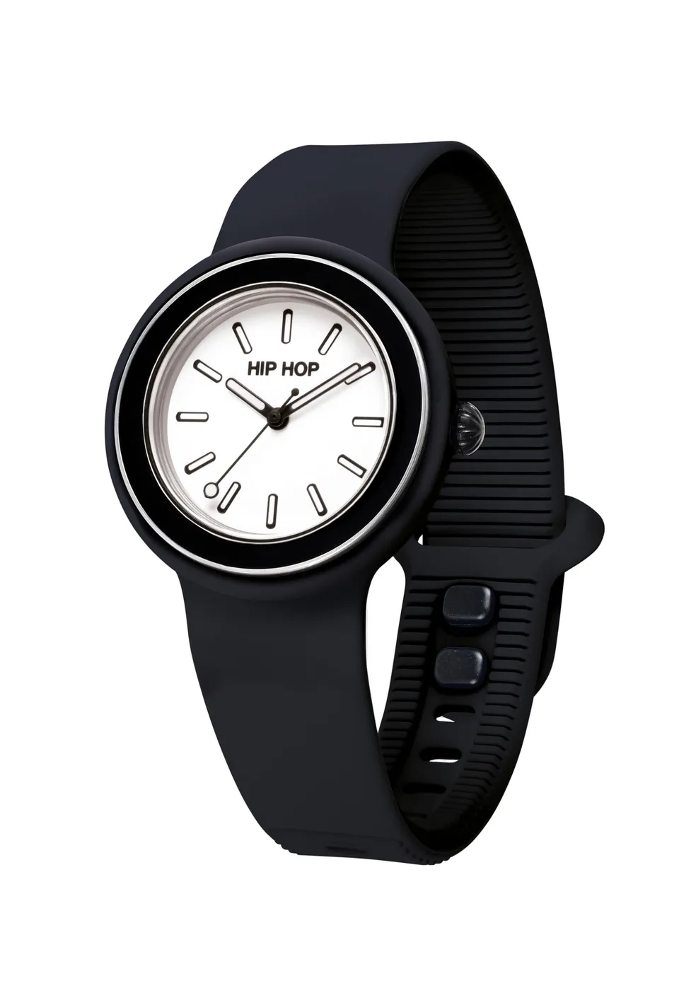 Hip Hop Hero.Dot Bezel Orologio Donna Nero 34 mm Silicone