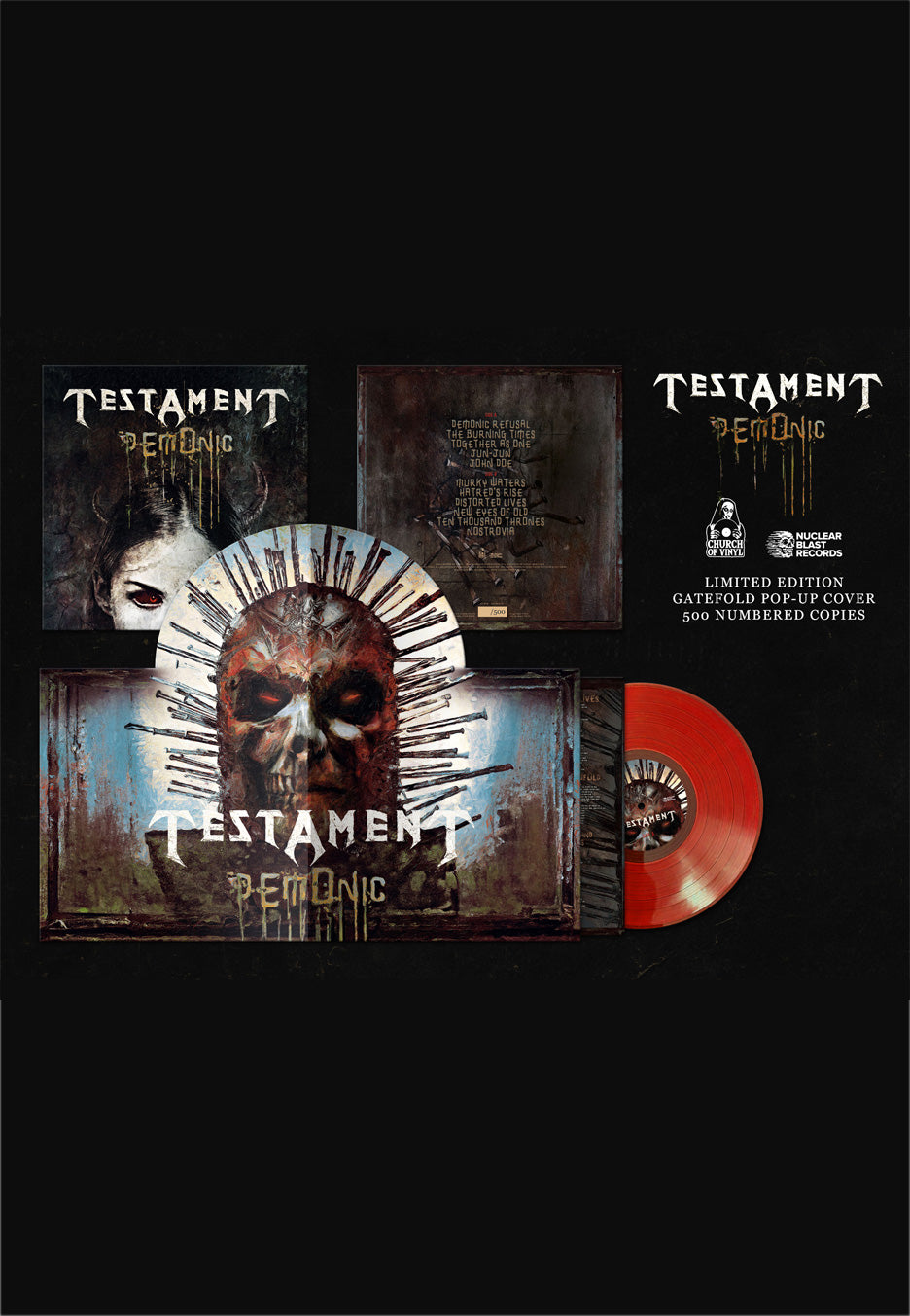 Testament Demonic vinile LP rosso popup thrash metal