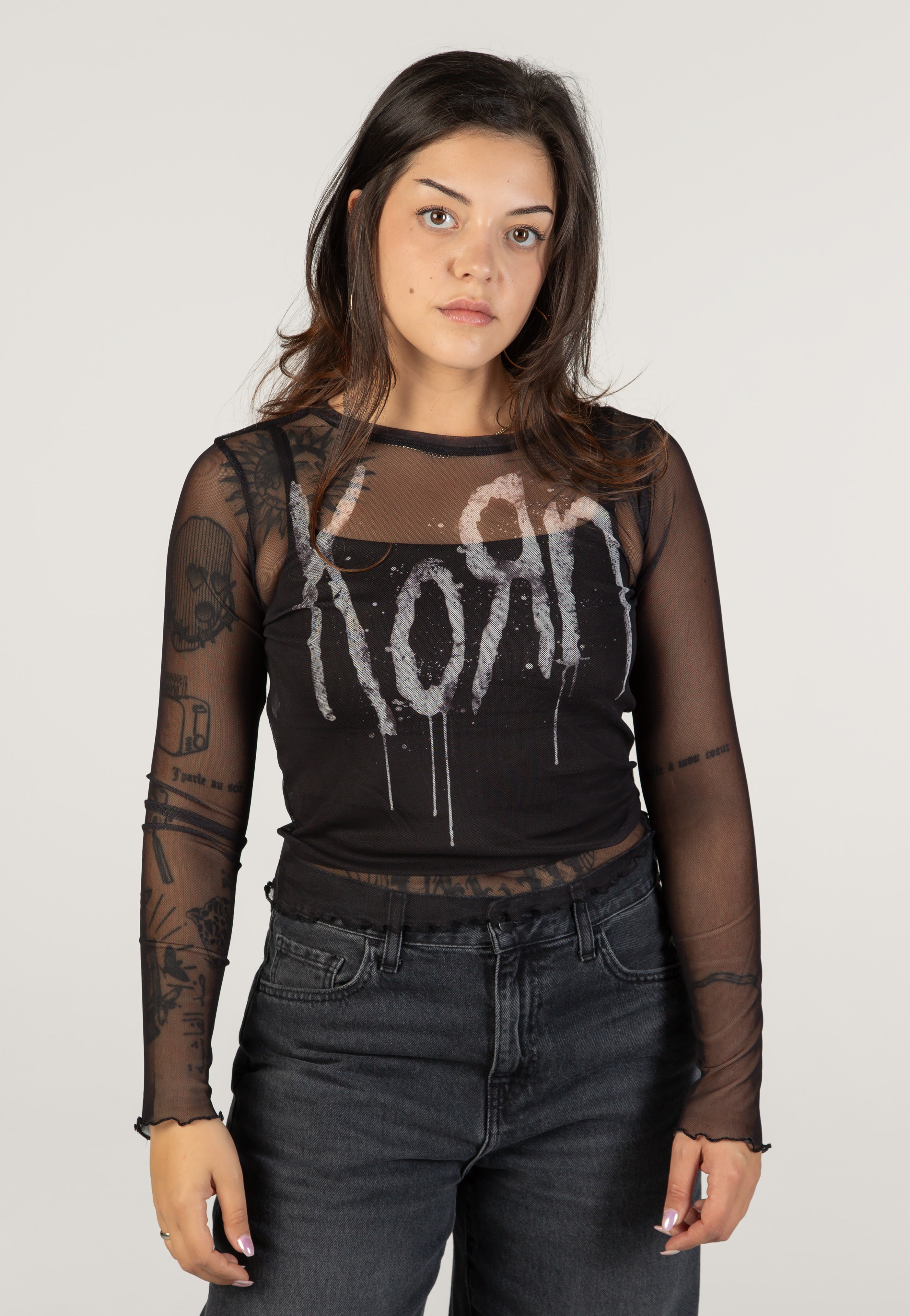 Korn Still A Freak Mesh Cropped longsleeve nero