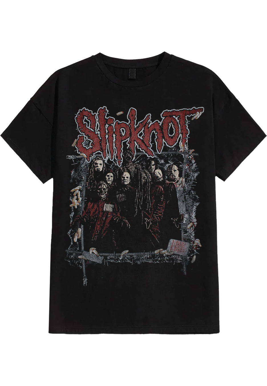 Slipknot Zipped T-Shirt Nera Manica Corta nu metal