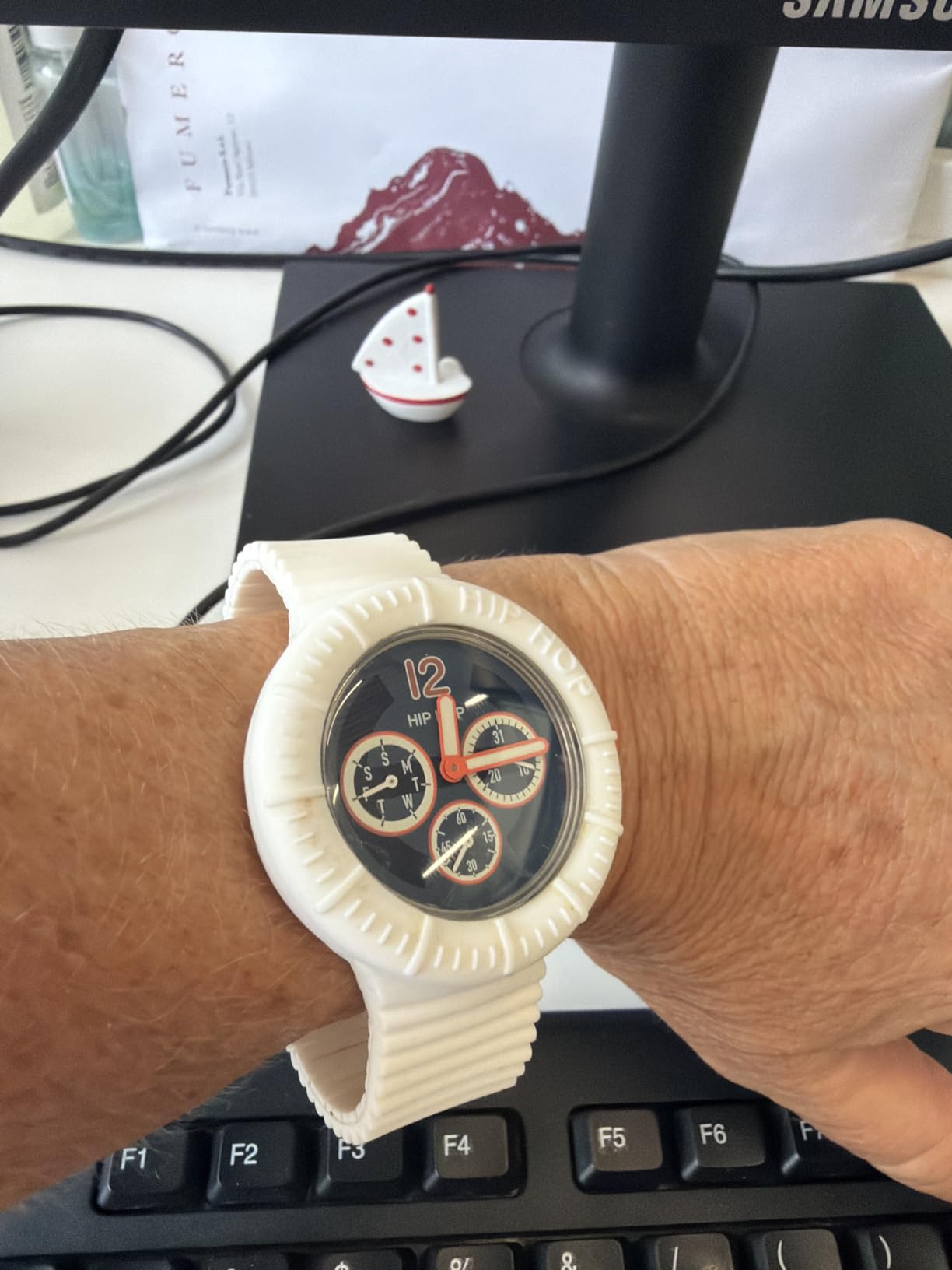 Hip Hop Master orologio uomo bianco logo blu