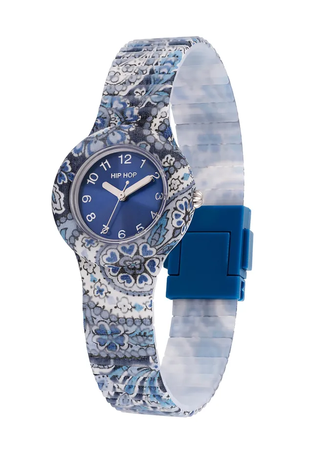 Hip Hop Paisley orologio donna blu cotone 32 mm