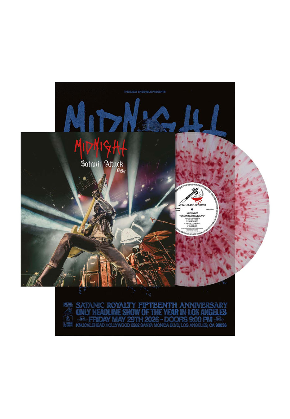 Midnight Satanic Attack Live! vinile LP blood splatter