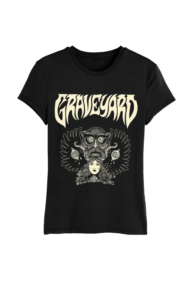 Graveyard Monstertryck T-shirt donna nera manica corta jersey