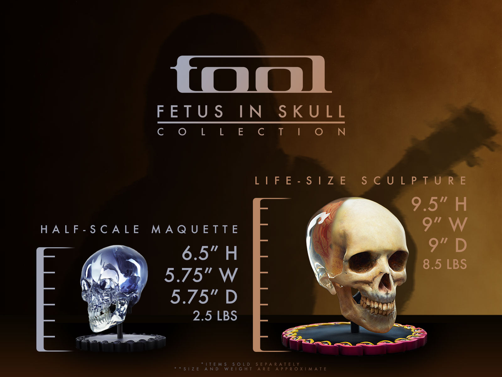 Tool Fetus in Skull scultura polystone 1:1 LED numerata