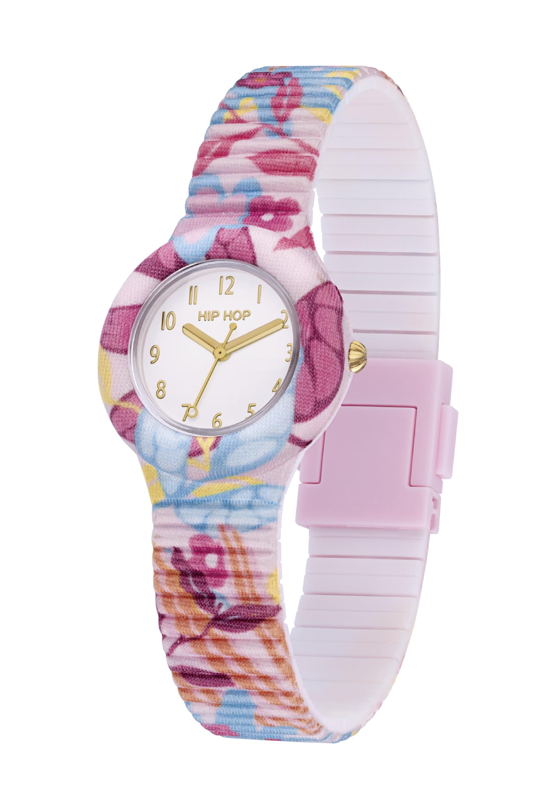 Hip Hop Clori orologio donna rosa fiori silicone 32 mm
