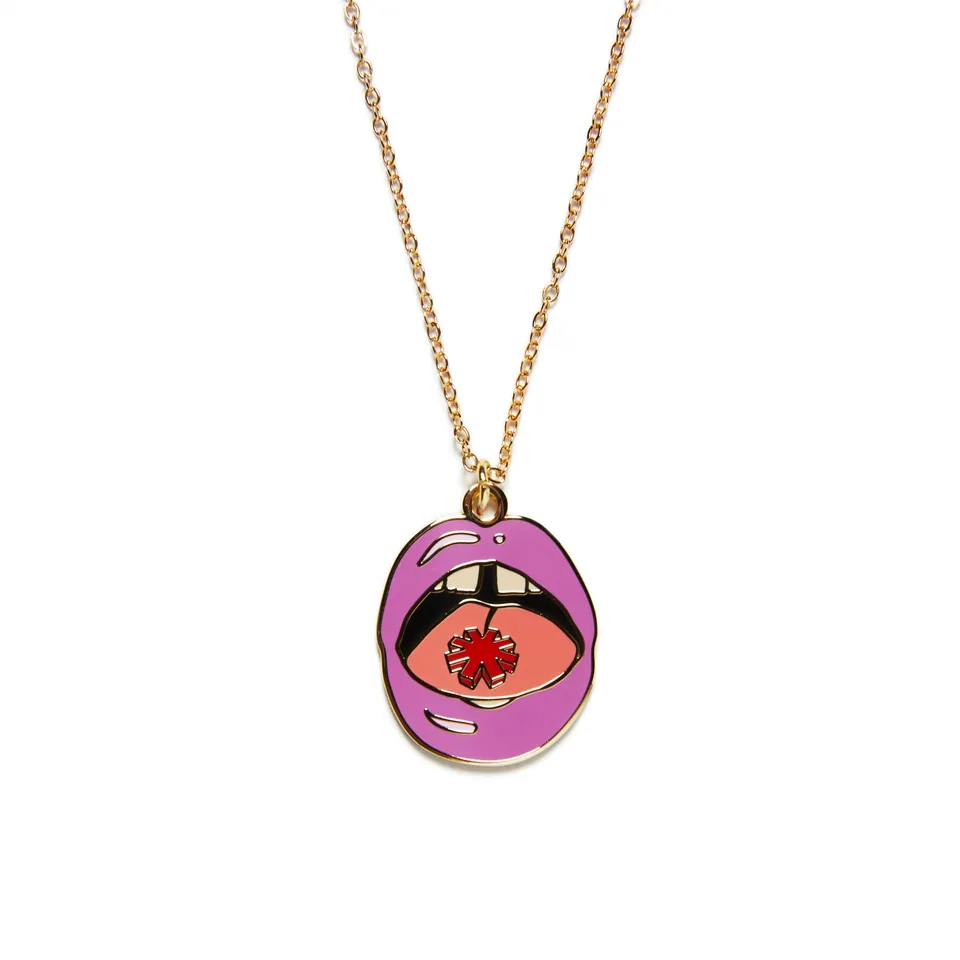 Red Hot Chili Peppers Trip collana ottone placcata oro smalto