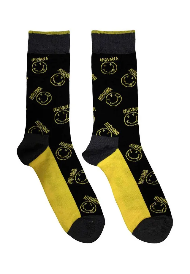 Nirvana Yellow Happy Face calzini cotone taglia unica