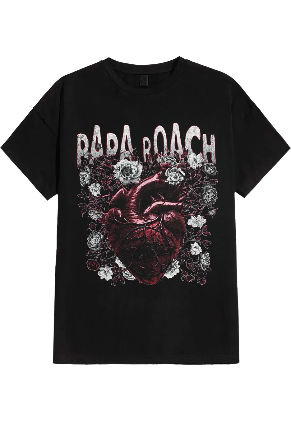 Papa Roach Heart Flowers t-shirt nera maglietta rock