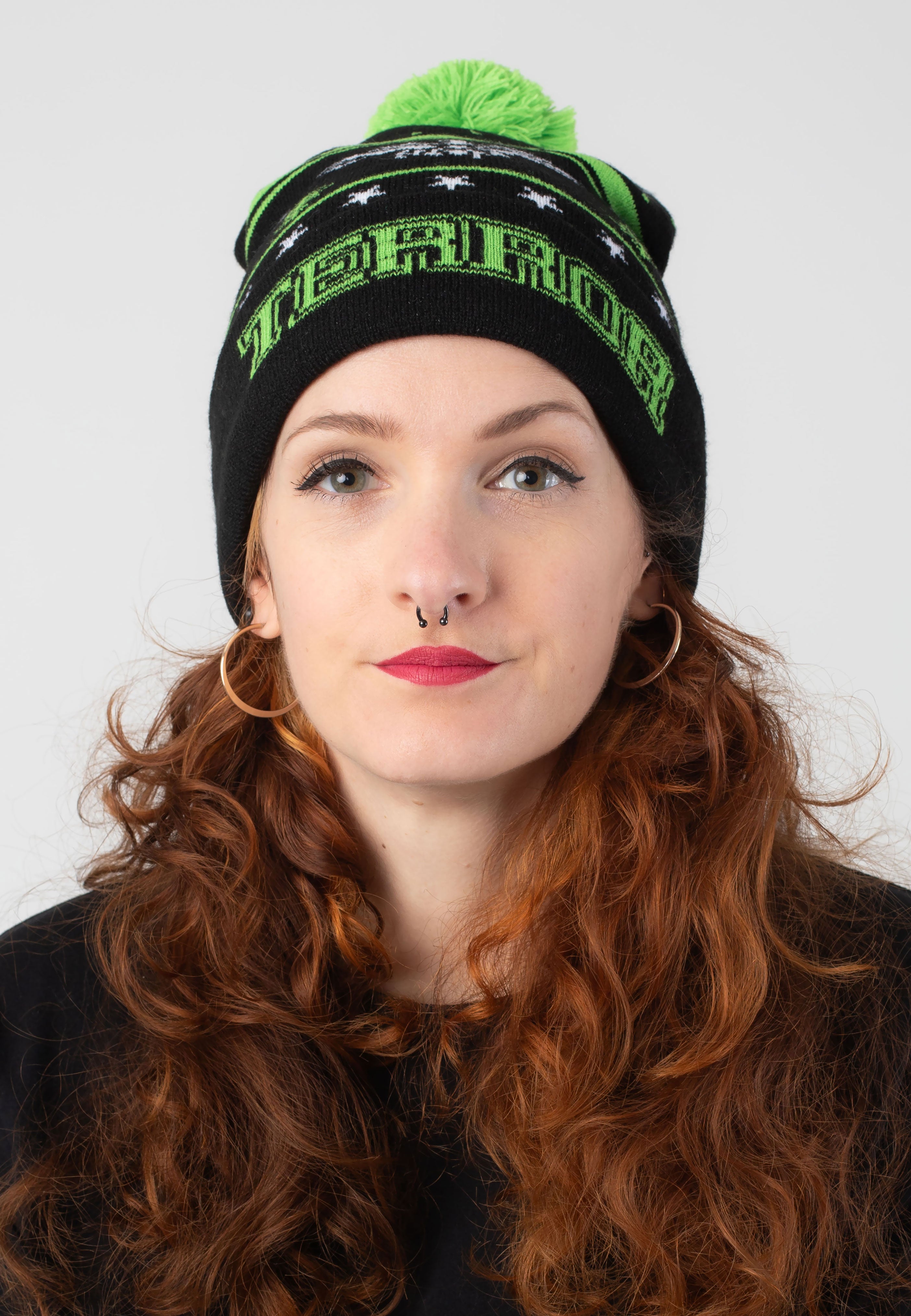 Terror Logo Winter Knit beanie nera onesize pompon