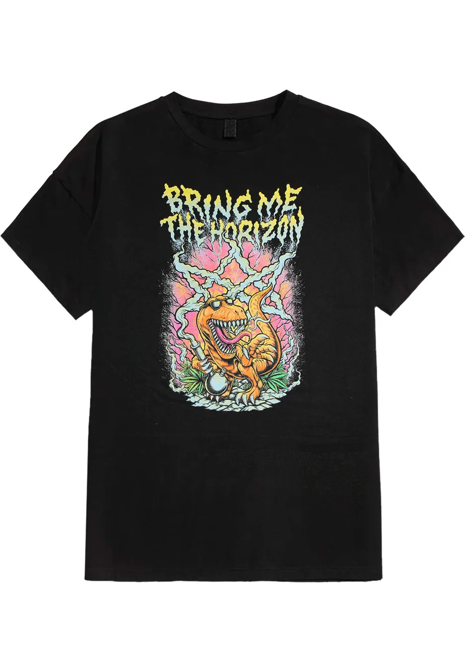 Bring Me The Horizon Smoking Dinosaur T-Shirt nera