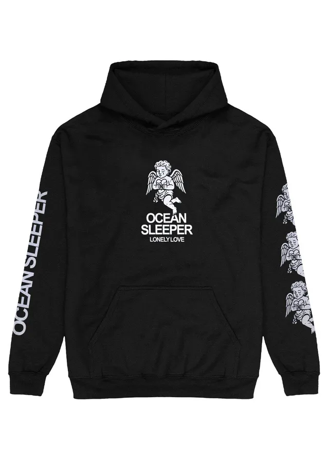 Ocean Sleeper Angel felpa cappuccio nera manica lunga